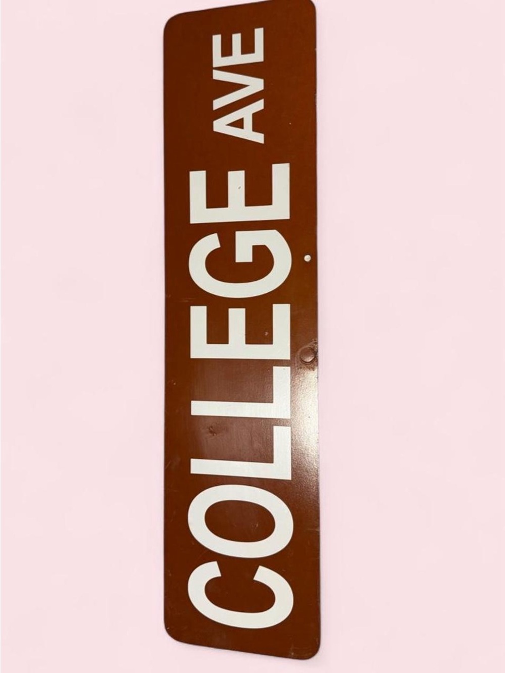Authentic College Ave Street Sign - White on Brown